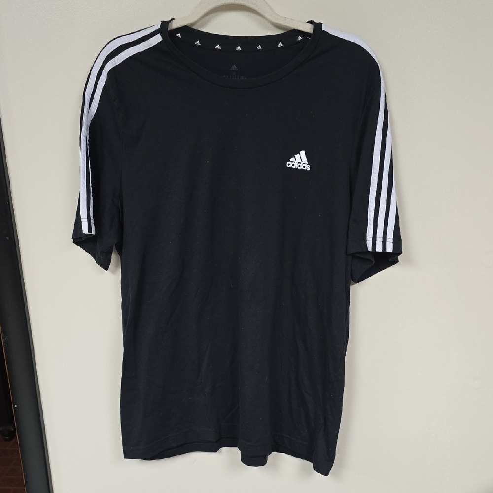 Adidas Men's Black Tee with White Accents